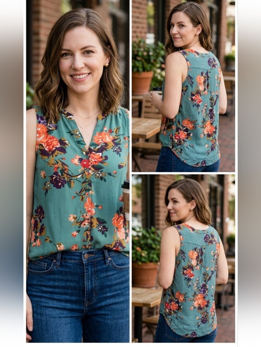 Market & Spruce Blue and Orange Blouse